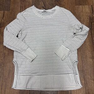 Daily Ritual White and Black Striped Long Sleeve Shirt